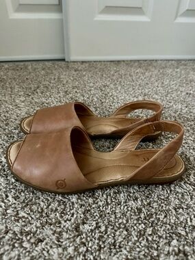 Born Women's Tan Leather Slingback Sandals Size 9